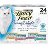imagePurina Fancy Feast Wet Cat Food Variety Pack Creamy Delights Poultry ampamp Seafood Collection  Pack of 24 3 oz Cans