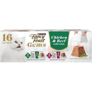 imageFancy Feast Gems Pate Cat Food Mousse Chicken or Beef and a Halo of Savory Gravy Wet Cat Food Variety Pack  1 8 ct Boxes  8 ct Box