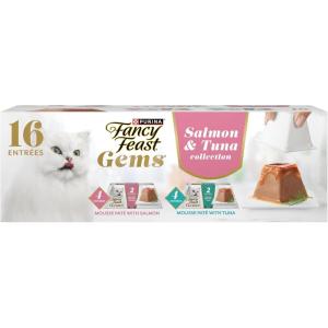 imageFancy Feast Gems Pate Cat Food Mousse Salmon or Tuna and a Halo of Savory Gravy Wet Cat Food Variety Pack  1 8 ct Boxes  8 ct Box