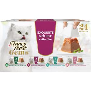 imageFancy Feast Gems Pate Cat Food Mousse and a Halo of Savory Gravy Wet Cat Food Variety Pack  Pack of 12 4 oz Boxes