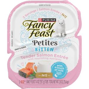 imageFancy Feast Purina Gourmet Gravy Petites Tender Salmon Pate Gourmet Wet Kitten Food  Pack of 12 28 oz Tubs