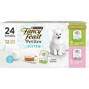 imageFancy Feast Purina Petites Kitten Tender Pate Gourmet Wet Kitten Food Variety Pack  12 ct Tub