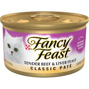 imagePurina Fancy Feast Chicken and Beef Classic Pate Collection Grain Free Wet Cat Food Variety Pack  Pack of 24 3 Oz PullTop CansBeef  Liver