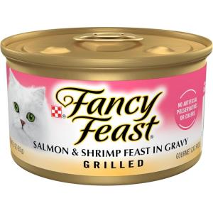 imagePurina Fancy Feast Chicken and Beef Classic Pate Collection Grain Free Wet Cat Food Variety Pack  Pack of 24 3 Oz PullTop CansSalmon  Shrimp