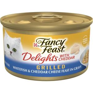 imagePurina Fancy Feast Delights With Cheddar Grilled Whitefish and Cheddar Feast in Wet Cat Food Gravy Cat Food  Pack of 24 3 oz Cans