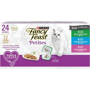 imagePurina Fancy Feast Gourmet Cat Food Petites Gravy Collection Gravy Wet Cat Food Variety Pack breakapart tubs  Pack of 24 28 Ounce CansVariety Pack