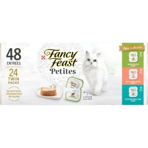 imagePurina Fancy Feast Gourmet Wet Cat Food Variety Pack Petites Pate Collection breakapart tubs 48 servings  Pack of 24 28 oz Tubs