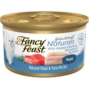 imagePurina Fancy Feast Grain Free Wet Cat Food Pate Gourmet Naturals Trout and Tuna Recipe  Pack of 12 3 oz Cans