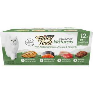 imagePurina Fancy Feast Grain Free Wet Cat Food Pate Variety Pack Gourmet NaturalsBeef Chicken Salmon Trout and Tuna  2 Packs of 12 3 oz Cans