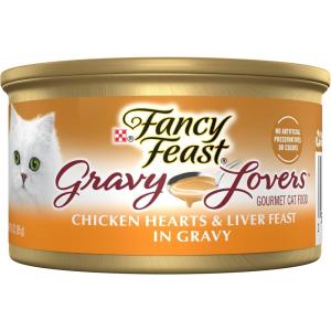 imagePurina Fancy Feast Gravy Lovers Chicken Hearts and Liver Feast Grilled Gourmet Cat Food in Wet Cat Food Gravy  Pack of 24 3 oz Cans