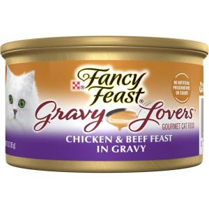 imagePurina Fancy Feast Gravy Lovers Chicken and Beef Feast Grilled Gourmet Cat Food in Wet Cat Food Gravy  Pack of 24 3 oz Cans