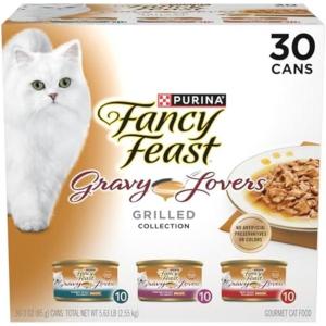 imagePurina Fancy Feast Gravy Lovers Poultry and Beef Grilled Gourmet Wet Cat Food Variety Pack  Pack of 24 3 oz Cans3 Ounce Pack of 30