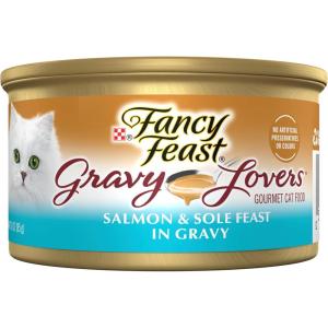 imagePurina Fancy Feast Gravy Lovers Salmon and Sole Feast Grilled Gourmet Cat Food in Wet Cat Food Gravy  Pack of 24 3 oz Cans