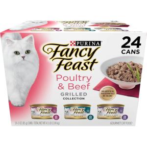 imagePurina Fancy Feast Grilled Wet Cat Food Poultry and Beef Collection Wet Cat Food Variety Pack  Pack of 24 3 oz Cans