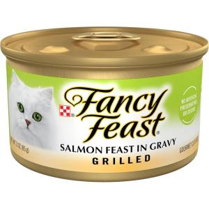 imagePurina Fancy Feast Grilled Wet Cat Food Salmon Feast in Wet Cat Food Gravy  Pack of 24 3 oz CansSalmon