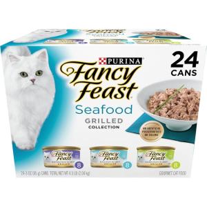 imagePurina Fancy Feast Grilled Wet Cat Food Seafood Collection in Wet Cat Food Variety Pack  Pack of 30 3 oz Cans3 Ounce Pack of 24