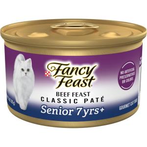 imagePurina Fancy Feast High Protein Senior Wet Cat Food Variety Pack Senior 7 Chicken Beef ampamp Tuna Feasts  2 Packs of 12 3 oz CansBeef