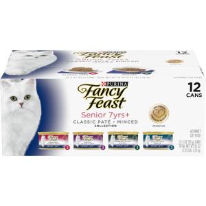 imagePurina Fancy Feast High Protein Senior Wet Cat Food Variety Pack Senior 7 Chicken Beef ampamp Tuna Feasts  2 Packs of 12 3 oz CansVariety Pack
