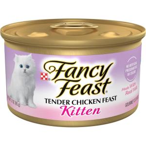 imagePurina Fancy Feast Kitten Tender Chicken Feast Wet Kitten Food Pate  Pack of 24 3 oz Cans