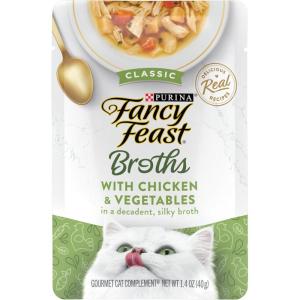 imagePurina Fancy Feast Lickable Wet Cat Food Broth Topper Classic With Chicken and Vegetables  Pack of 16 14 oz Pouches