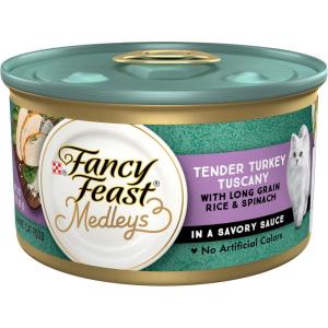 imagePurina Fancy Feast Medleys Tender Turkey Tuscany with Long Grain Rice and Spinach in a Savory Sauce  3 oz Can  Pack of 24 3 oz Cans