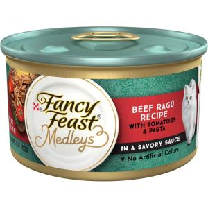 imagePurina Fancy Feast Medleys in Gravy Beef Ragu Recipe with Tomatoes and Pasta in a Savory Sauce  Pack of 24 3 oz Cans