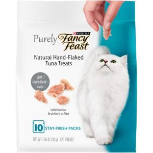 imagePurina Fancy Feast Natural Cat Treats Purely Natural HandFlaked Tuna  Pack of 5 10 ct Pouches