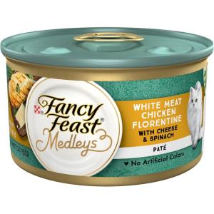 imagePurina Fancy Feast Pate Wet Cat Food Medleys White Meat Chicken Florentine With Cheese ampamp Garden Greens  Pack of 24 3 oz Cans
