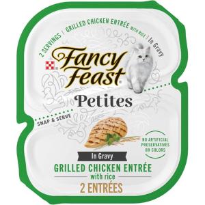 imagePurina Fancy Feast Petites Grilled Chicken Entre With Rice In Gravy Gourmet Wet Cat Food  Pack of 12 28 oz Tubs