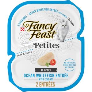 imagePurina Fancy Feast Petites Ocean Whitefish Entree With Tomato in Gravy Gourmet Wet Cat Food  Pack of 12 28 oz Tubs