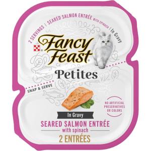 imagePurina Fancy Feast Petites Seared Salmon Entree With Spinach in Gravy Gourmet Wet Cat Food  Pack of 12 28 oz Tubs