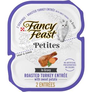 imagePurina Fancy Feast Petites With Roasted Turkey Entre with Sweet Potato in Gravy Gourmet Wet Cat Food  Pack of 12 28 oz Tubs