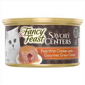 imagePurina Fancy Feast Savory Centers With Salmon Wet Cat Food Pate with Gourmet Gravy Center  Pack of 24 3 oz CansChicken