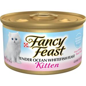 imagePurina Fancy Feast Tender Ocean Whitefish Feast Wet Kitten Food  Pack of 24 3 oz Cans