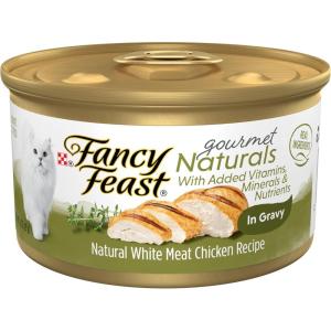imagePurina Fancy Feast Wet Cat Food Gourmet Naturals White Meat Chicken Recipe in Wet Cat Food Gravy  Pack of 12 3 oz Cans
