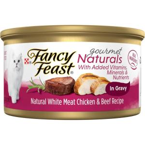 imagePurina Fancy Feast Wet Cat Food Gourmet Naturals White Meat Chicken ampamp Beef Recipe in Gravy  Pack of 12 3 oz CansChicken