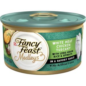 imagePurina Fancy Feast Wet Cat Food Medleys White Meat Chicken Tuscany With Long Grain Rice ampamp Greens  Pack of 24 3 oz CansChicken Tuscany