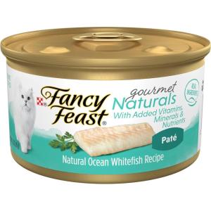 imagePurina Fancy Feast Wet Cat Food Pate Gourmet Naturals Ocean Whitefish Recipe  Pack of 12 3 oz Cans