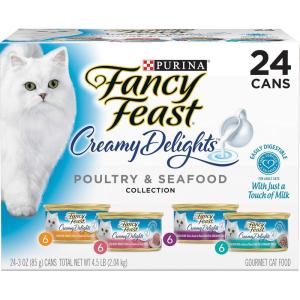 imagePurina Fancy Feast Wet Cat Food Variety Pack Creamy Delights Poultry ampamp Seafood Collection  Pack of 24 3 oz Cans