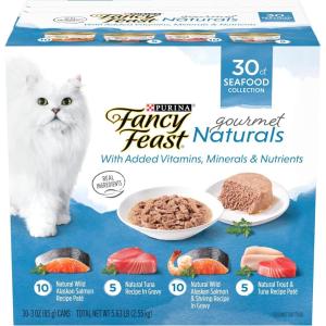 imagePurina Fancy Feast Wet Cat Food Variety Pack Gourmet Naturals Seafood  Pack of 30 3 oz Cans
