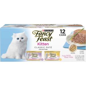 imagePurina Fancy Feast Kitten Tender Ocean Whitefish Feast and Tender Turkey Feast Wet Kitten Food Variety Pack  2 Packs of 12 3 oz CansClassic Pate Variety Pack