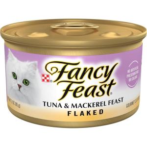 imagePurina Fancy Feast Wet Cat Food Flaked Tuna and Mackerel Feast  Pack of 24 3 oz Cans